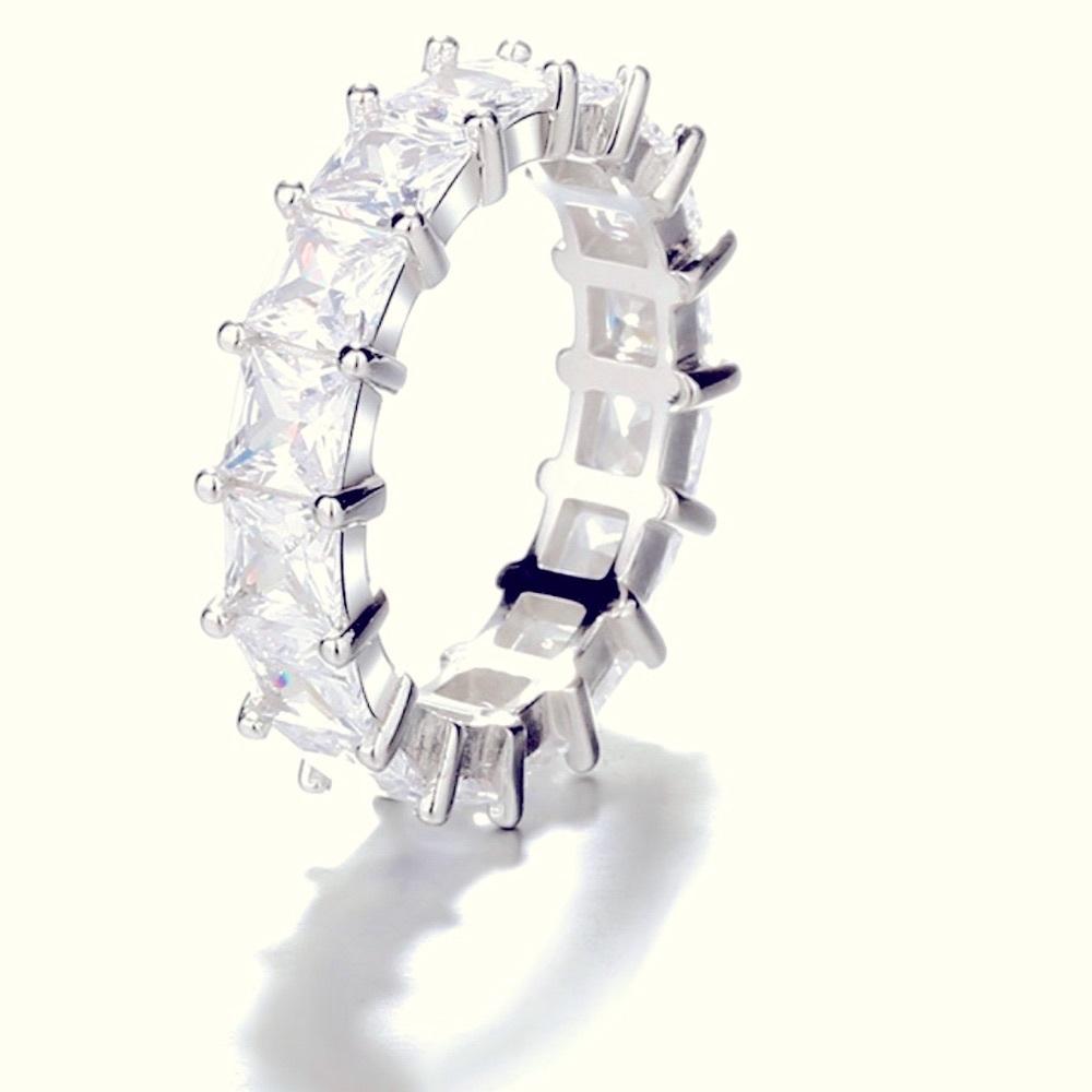 Moissanite Princess Cut Diamond Band